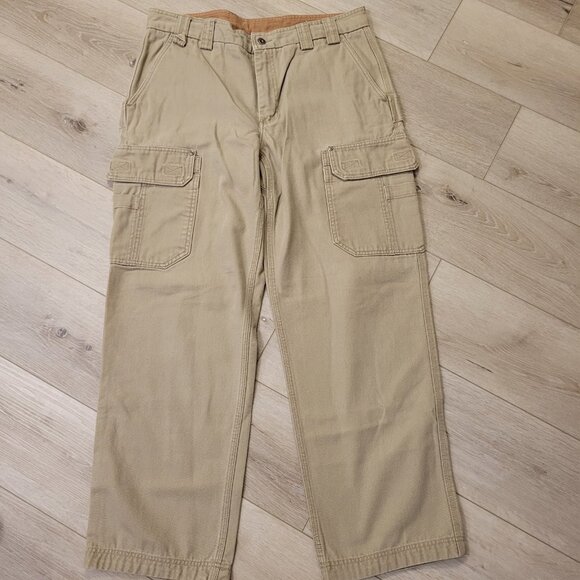 Duluth Trading Cargo Canvas Pants 36 Beige Tan Outdoors Workwear Carpenter 36x32 - Picture 1 of 5